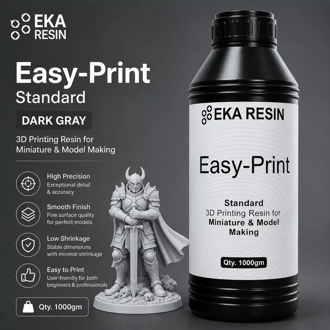EKA Easy Print Standard 3D Printing Resin Dark Gray