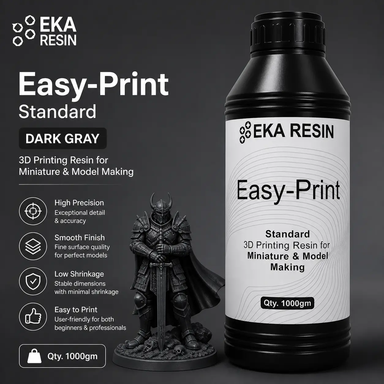 EKA Easy Print Standard 3D Printing Resin Dark Gray