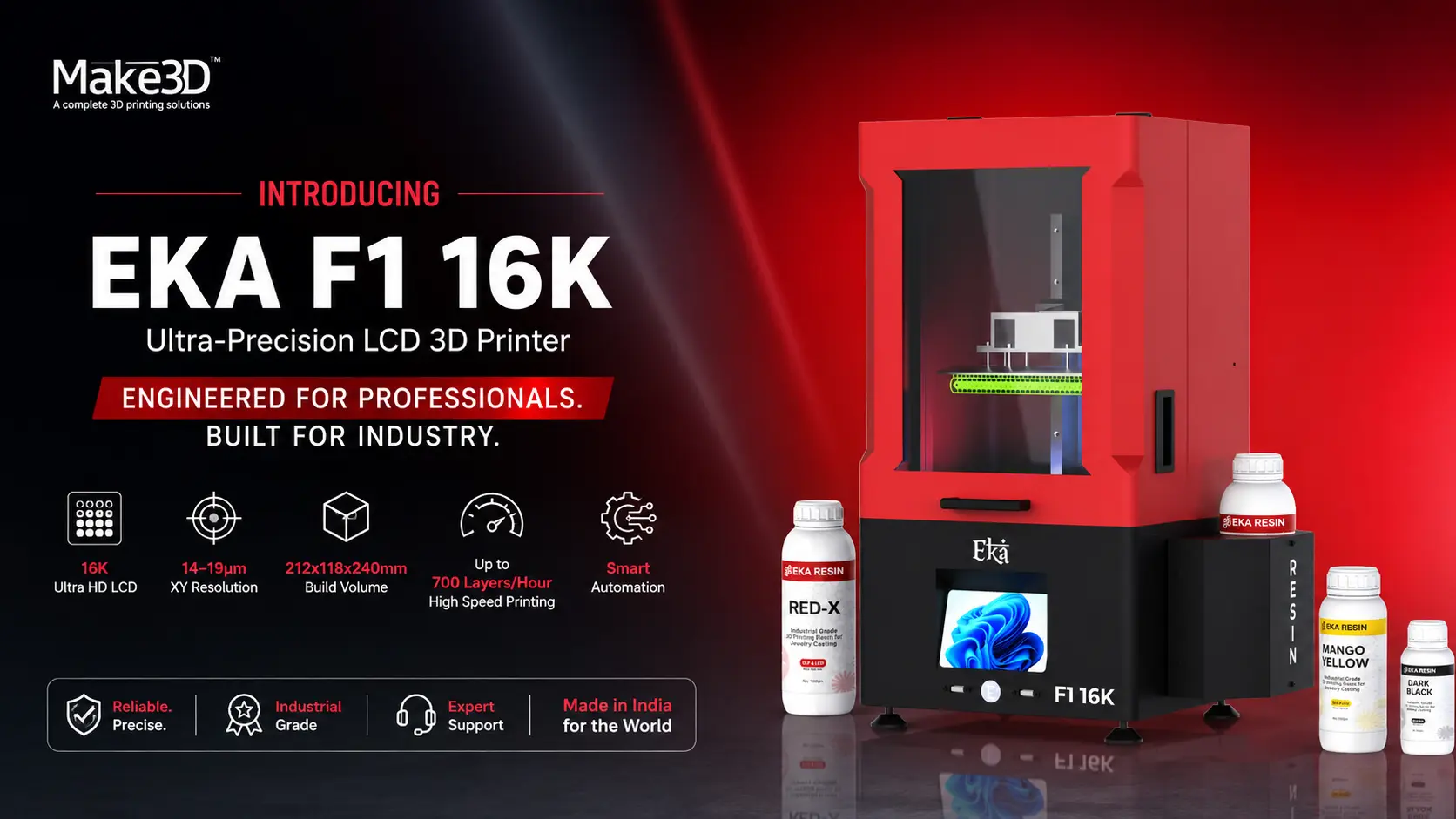 16K LCD 3D Printer EKA F1 16K Industrial Resin 3D Printer India Make3D