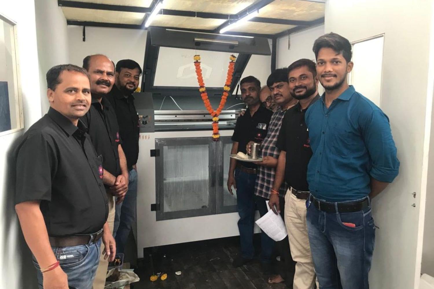 Pratham x 3d printer with user at mega fiber pune